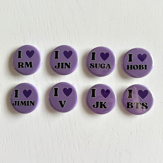 I Love Bangtan Button Pins