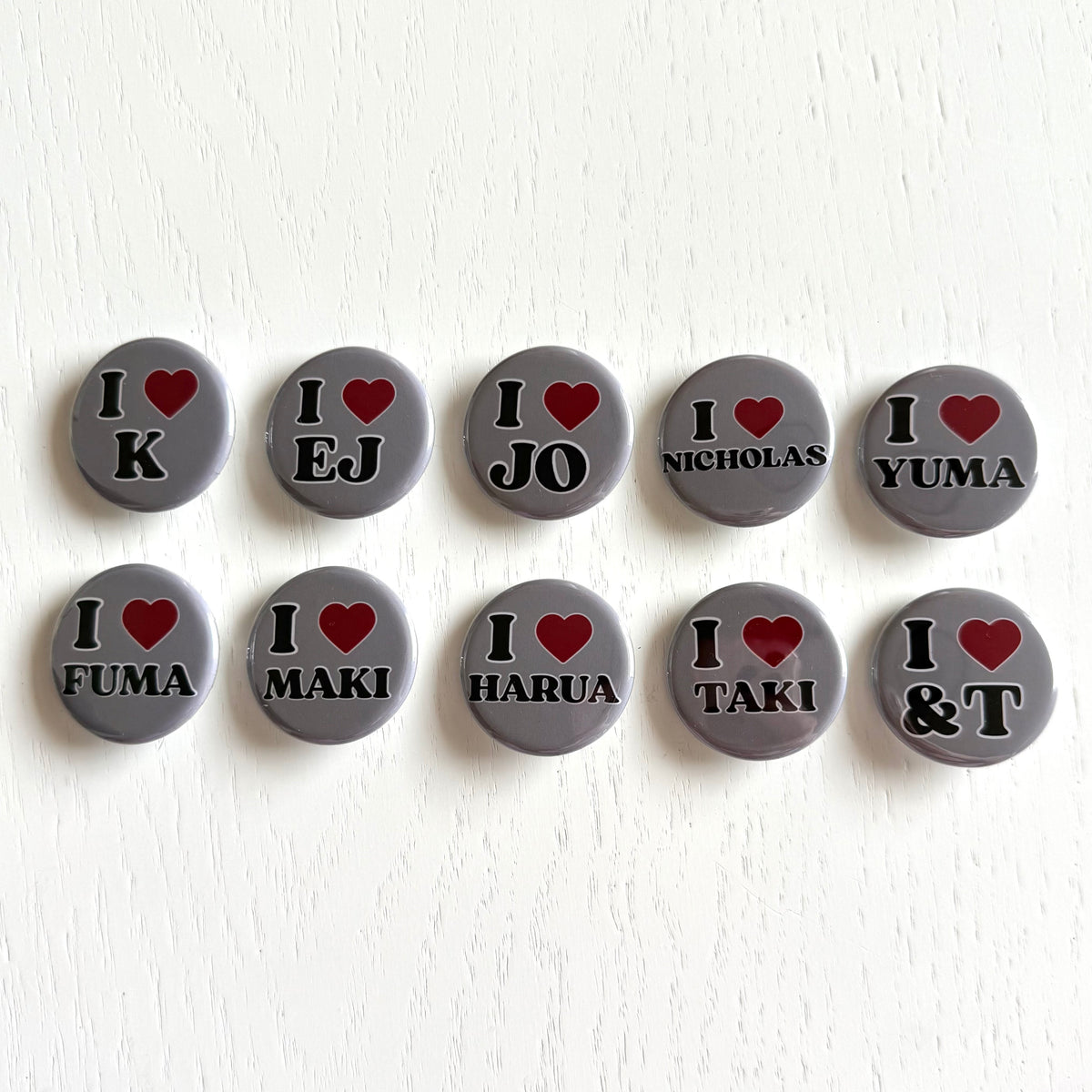 I Love &Team Button Pins
