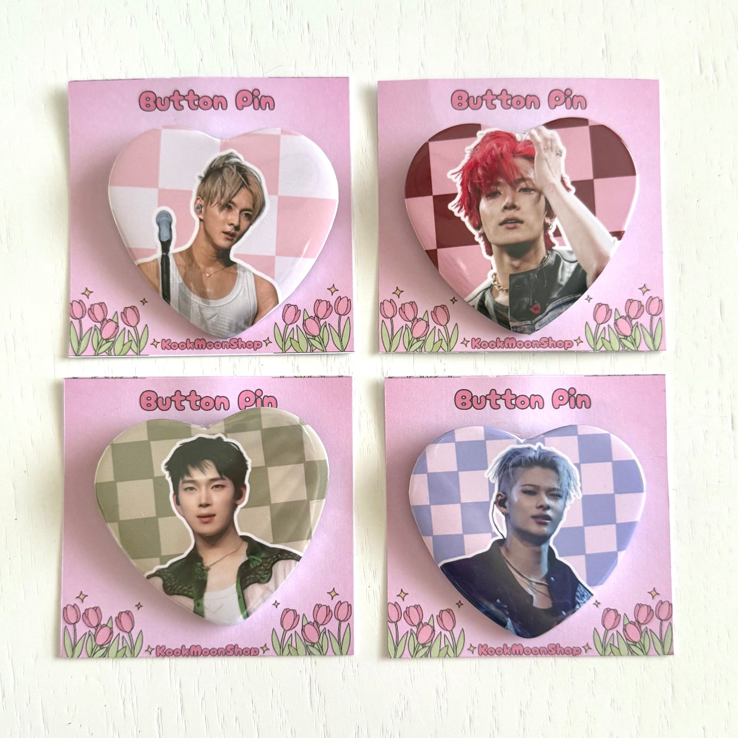 Enhypen Coachella Heart Button Pins
