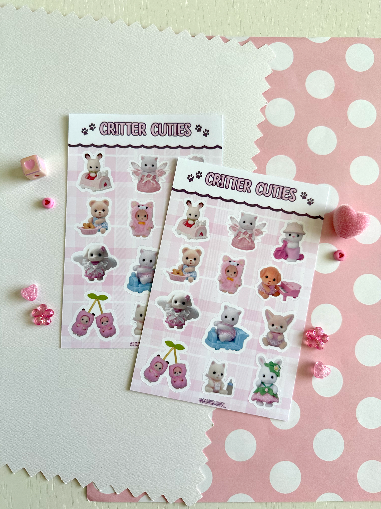 Pink Critter Cuties Sticker Sheet