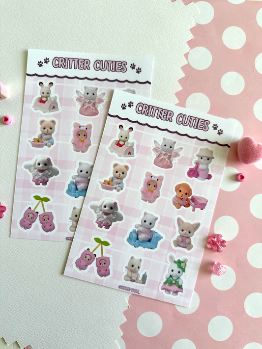 Pink Critter Cuties Sticker Sheet