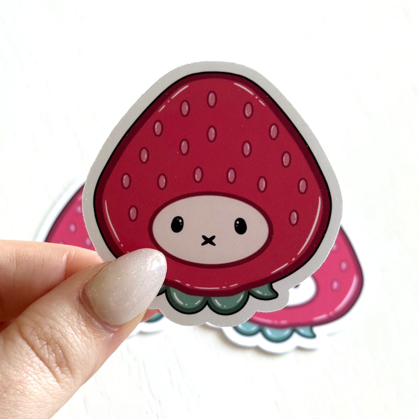 Strawberry White Bunny Sticker