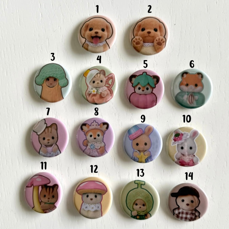 Cute Animal Critter Button Pins 2.0