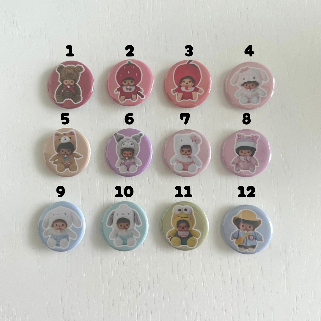 Cute Baby Monkey Button Pins