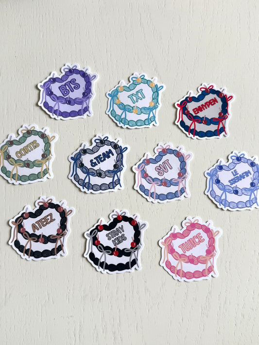 K-Pop Group Heart Cake Stickers