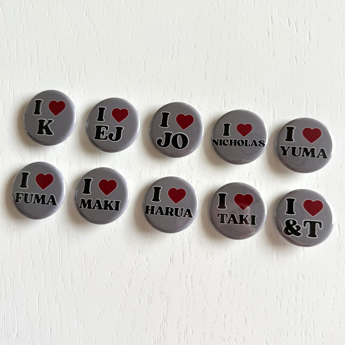 I Love &Team Button Pins