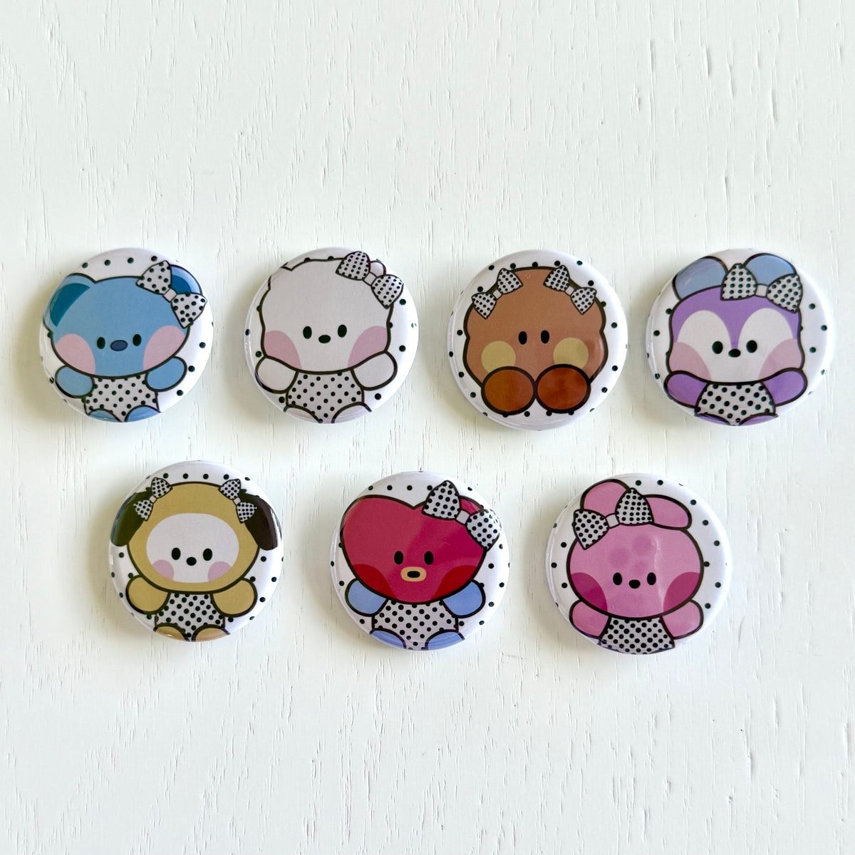 Polka Dot Character Button Pins