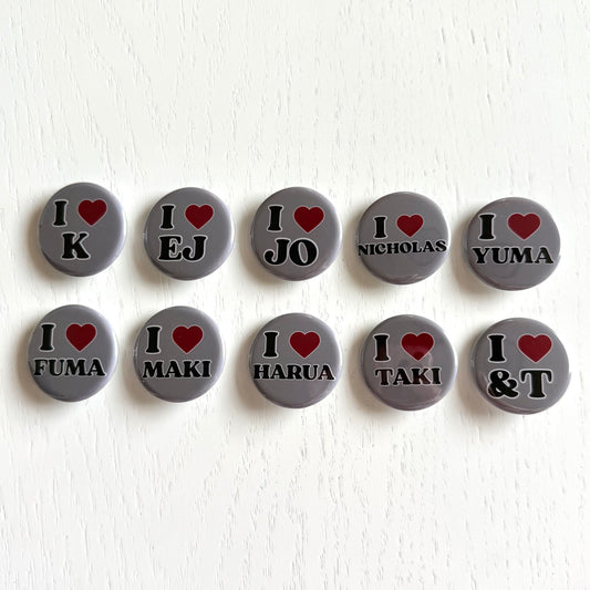 I Love &Team Button Pins