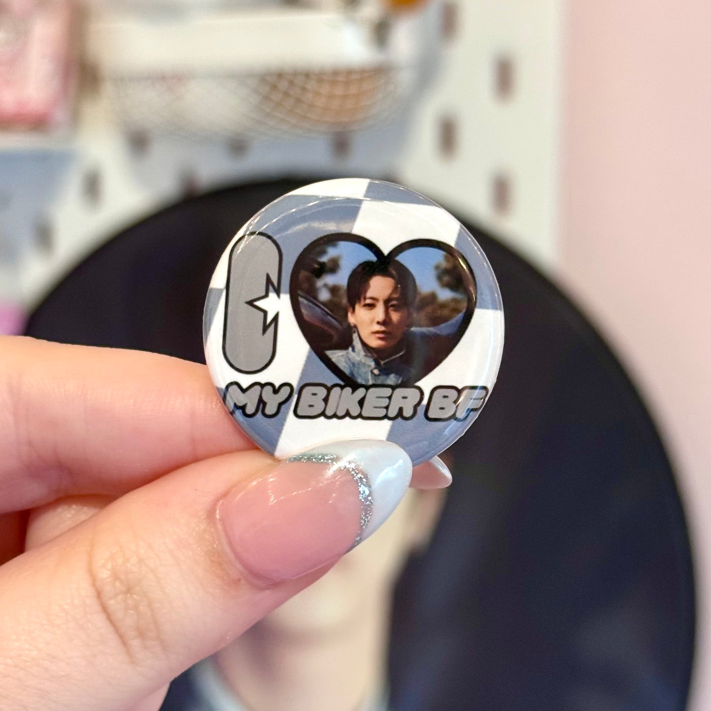 I Love my Biker BF Button Pin