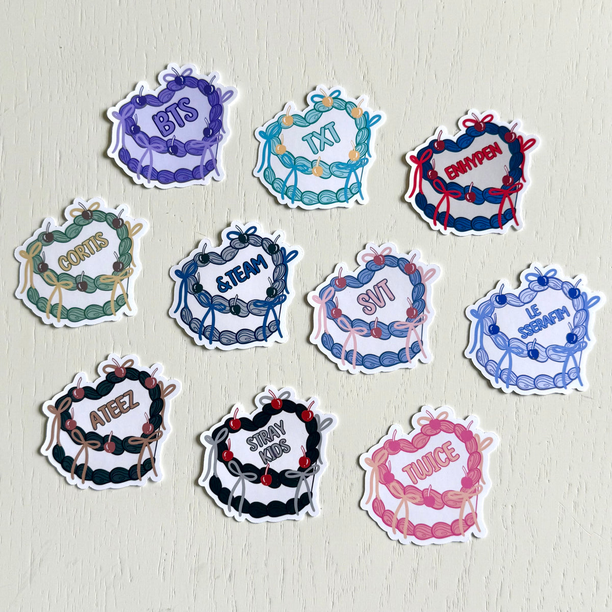 K-Pop Group Heart Cake Stickers