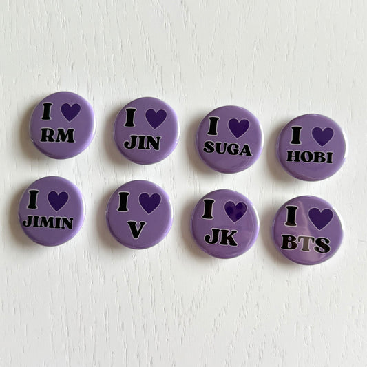 I Love Bangtan Button Pins