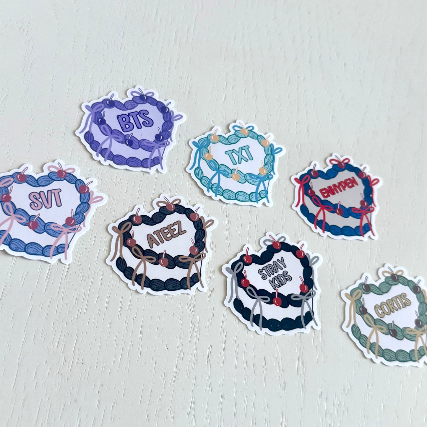 K-Pop Group Heart Cake Stickers