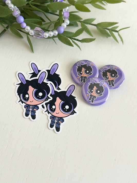 Jungkook Power Boy Button Pin & Sticker