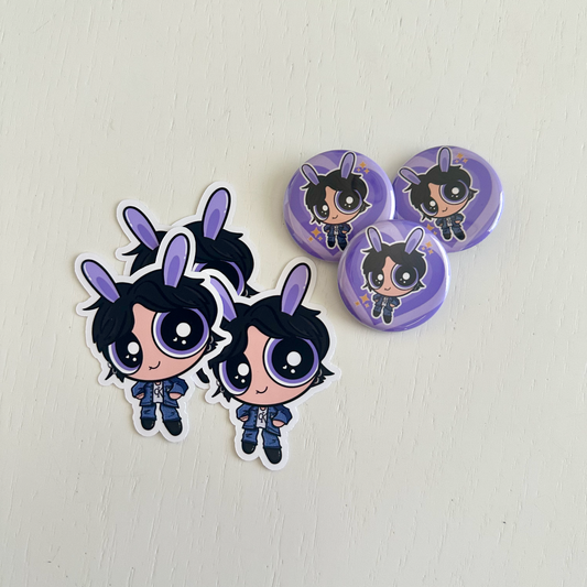 JK Power Boy Button Pin & Sticker