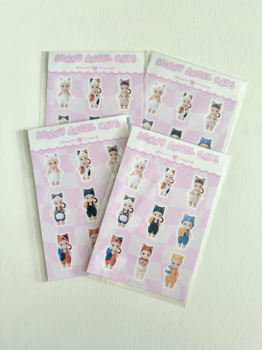 Cat Angel Babies Sticker Sheet