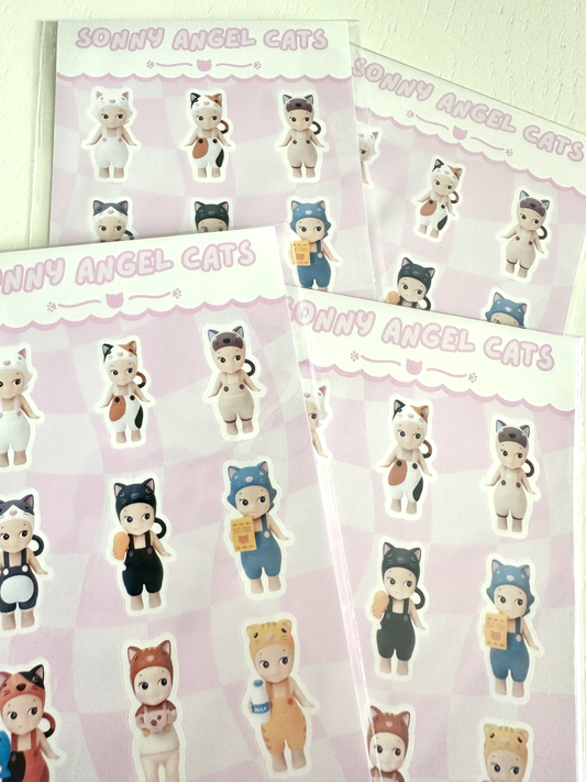 Cat Angel Babies Sticker Sheet