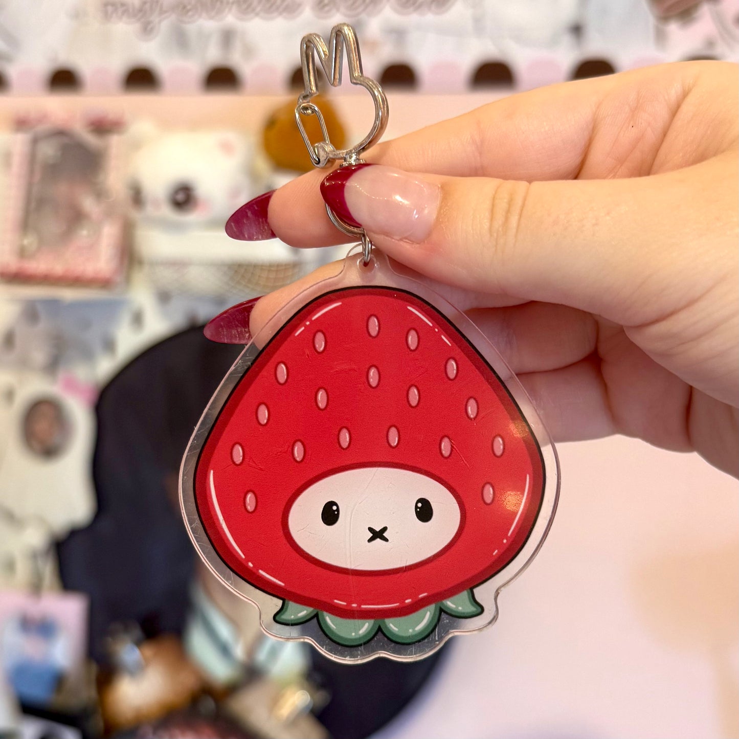 Bunny Strawberry Keychain
