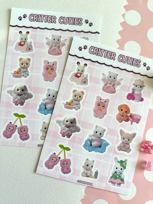 Pink Critter Cuties Sticker Sheet
