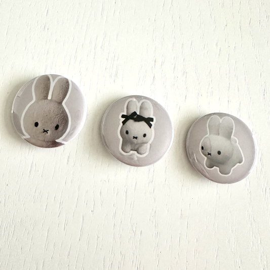 Cute White Bunny Button Pins