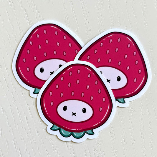 Strawberry White Bunny Sticker